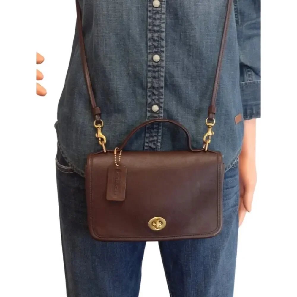 Coach Brown Mahogany Leather Casino Bag Crossbody Purse Vintage B9-5
